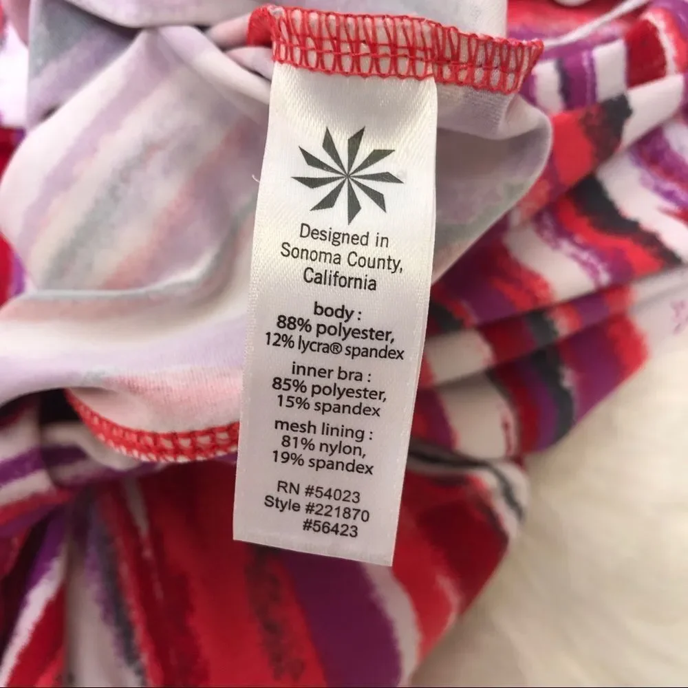 Athleta Top Size Large Vibrant Colors Built in Bra - Picture 8 of 13